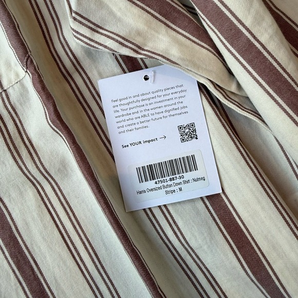 nwt able harris oversized button down long sleeve shirt size M - Picture 2 of 7